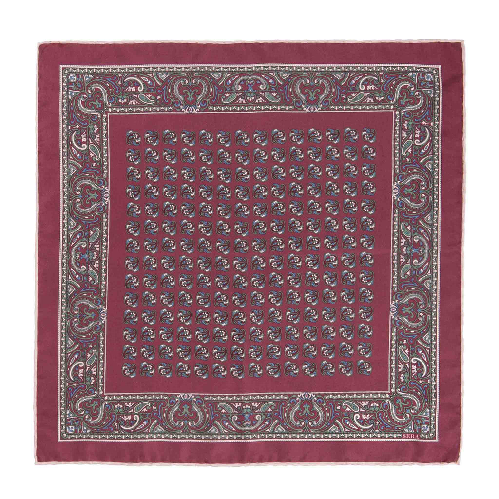Rose Burgundy Montepulciano Silk Pocket Square Serà Fine Silk