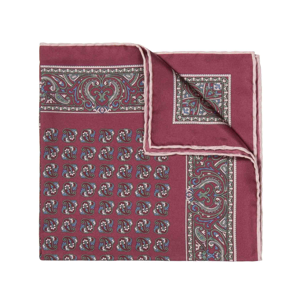 Rose Burgundy Montepulciano Silk Pocket Square Serà Fine Silk