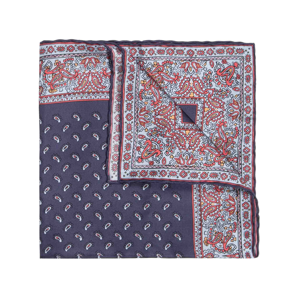 ﻿Elder Soave Blue Pocket Square Serà Fine Silk