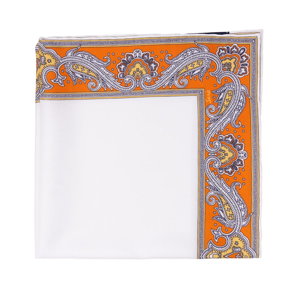 serà fine silk - orange waves pocket square