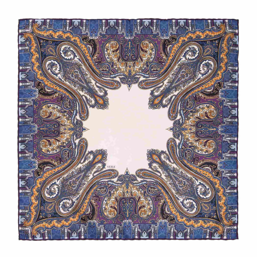 Firenze Blue and Purple Pocket Square Serà Fine Silk