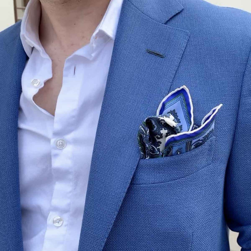 Nabucco Blue Pocket Square Serà Fine Silk