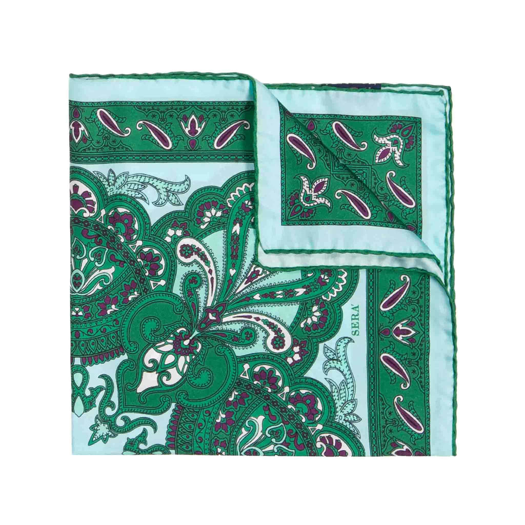 Sant'Erasmo Green Silk Pocket Square | Serà Fine Silk