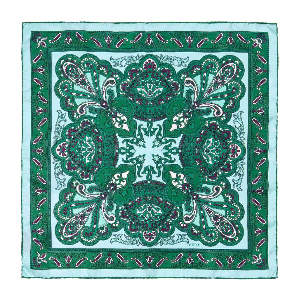 Sant'Erasmo Green Silk Pocket Square | Serà Fine Silk