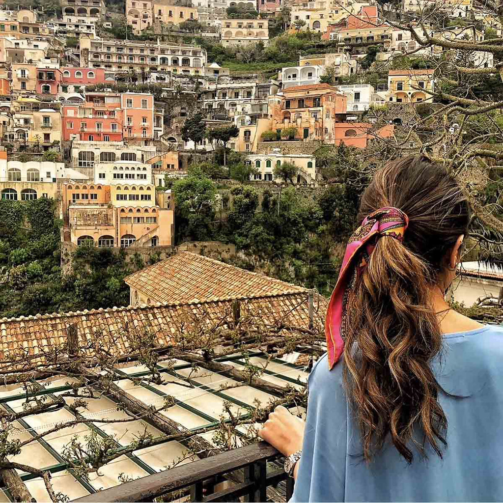 Positano Pink Silk Pocket Square Serà Fine Silk