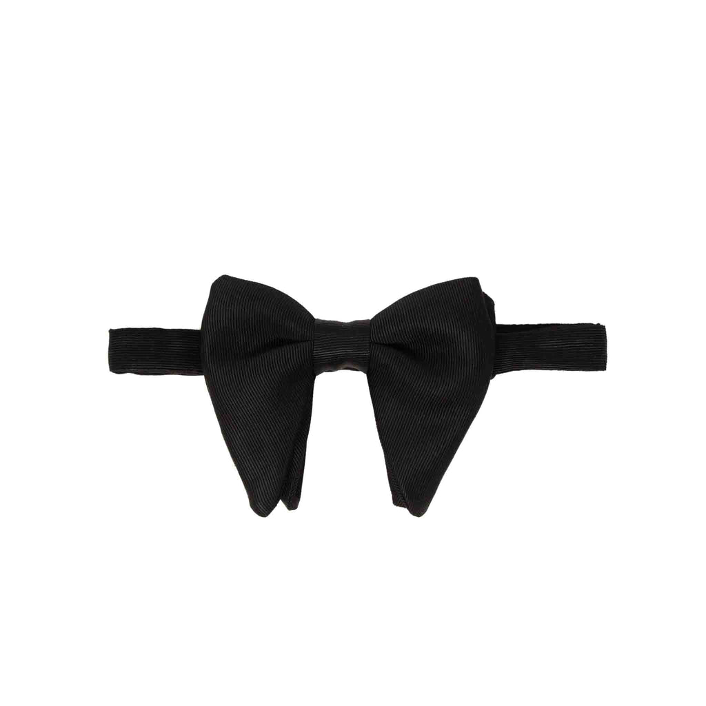Black Grosgrain Pre-Tied Silk Butterfly Bow Tie - Extra Big | Serà Fine Silk