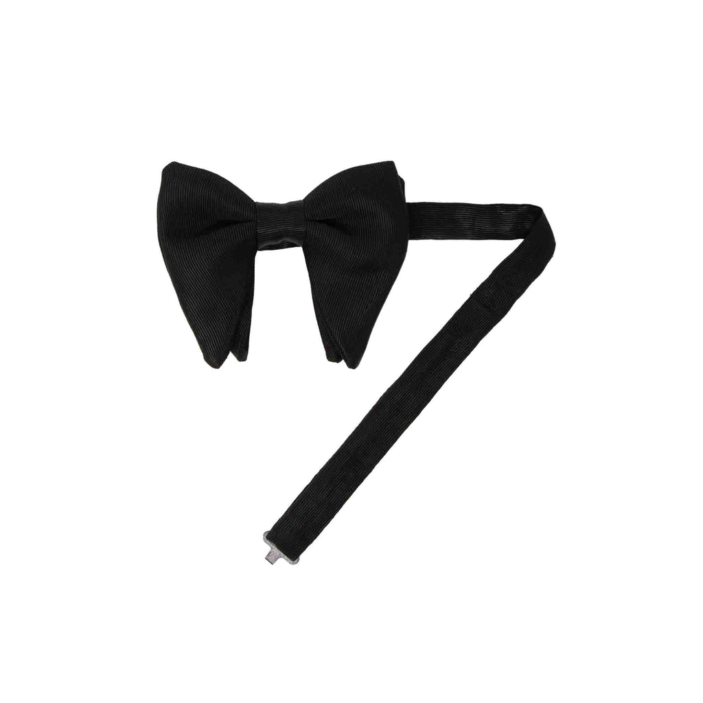 Black Grosgrain Pre-Tied Silk Butterfly Bow Tie - Extra Big | Serà Fine Silk