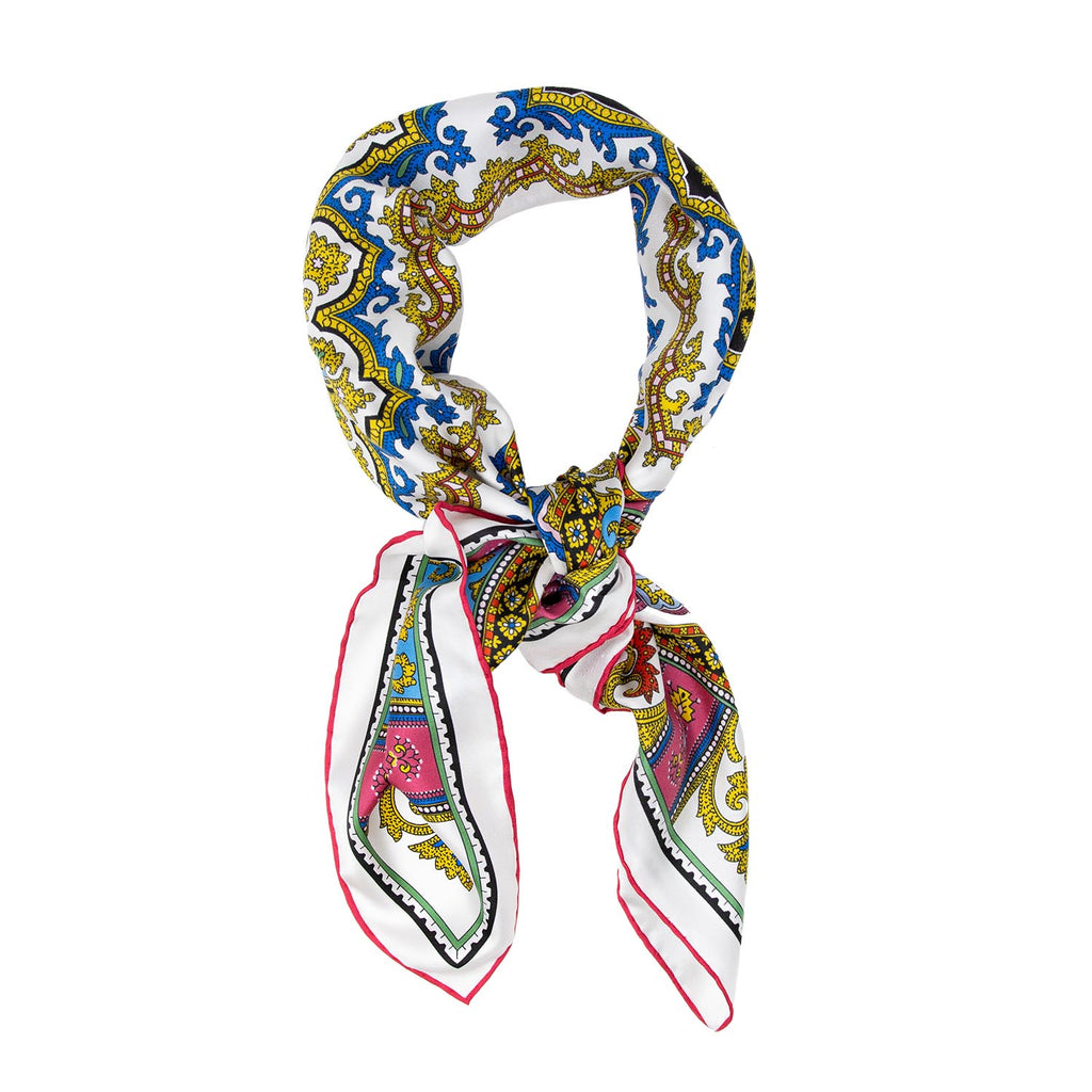 La Traviata White Multicolor Silk Scarf