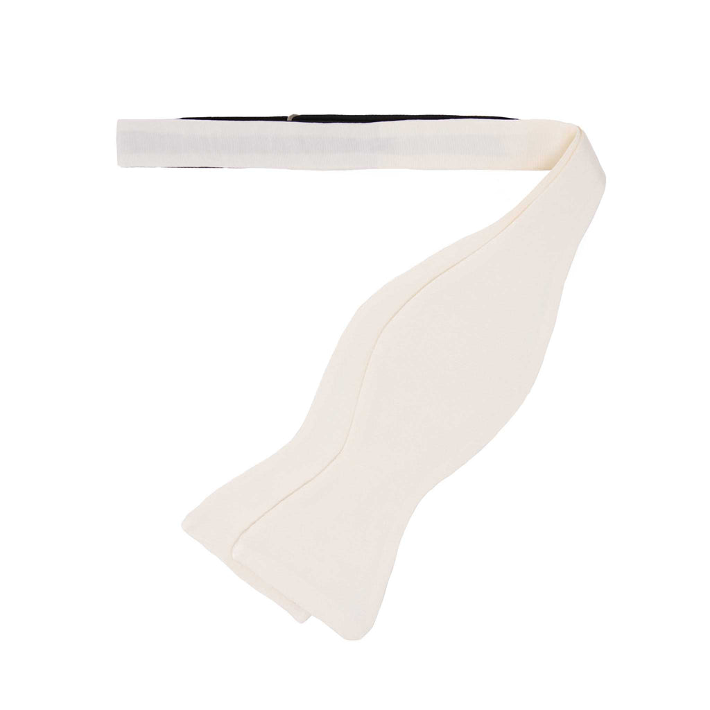 white self-tie silk grosgrain bow tie - serà fine silk