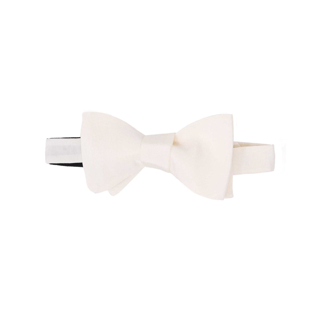 white self-tie silk grosgrain bow tie - serà fine silk