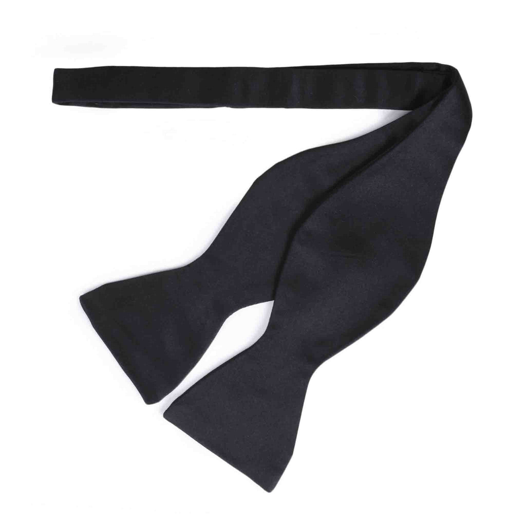 Black Self-Tie Silk Satin Bow Tie - sera fine silk