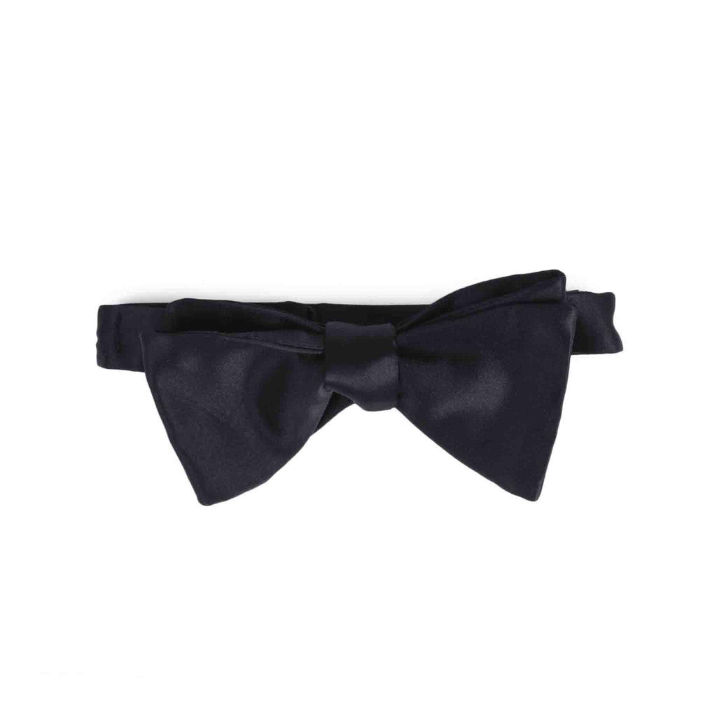 Black Self-Tie Silk Satin Bow Tie - sera fine silk