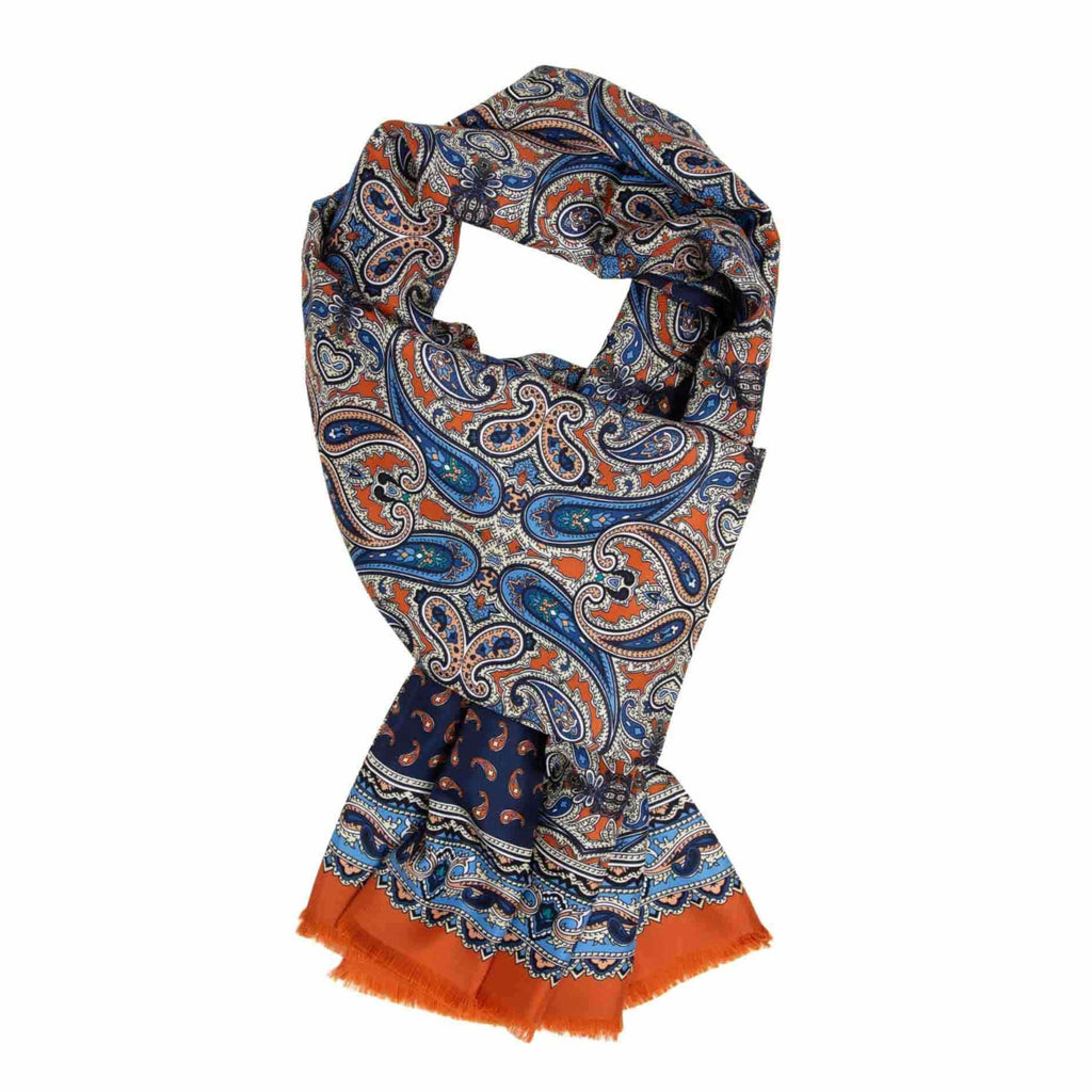 sera fine silk - orange blue silk scarf