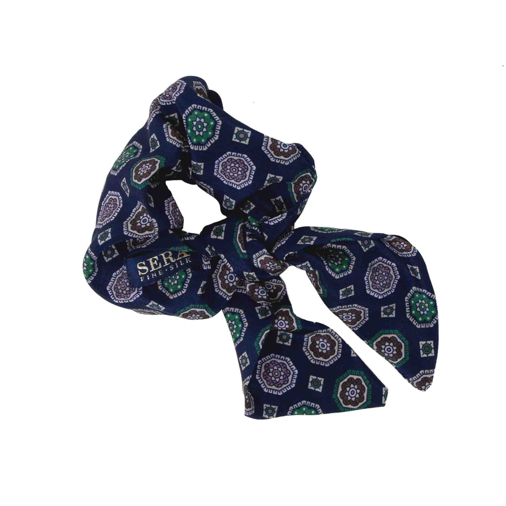 sera fine silk - blue medallions silk scrunchy
