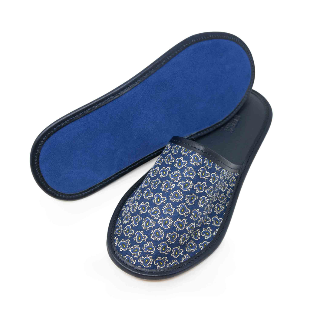 Blue online paisley slippers