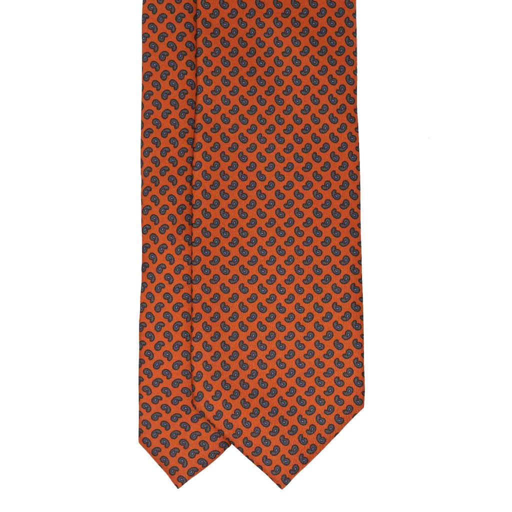 orange small paisley silk tie - serà fine silk