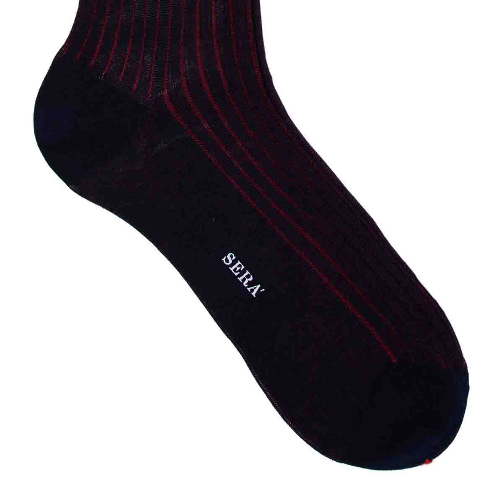 dark blue striped socks - serà fine silk