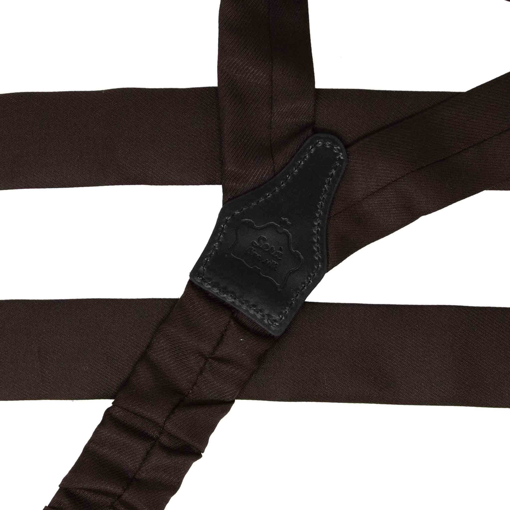 sera fine silk - brown silk suspenders black leather