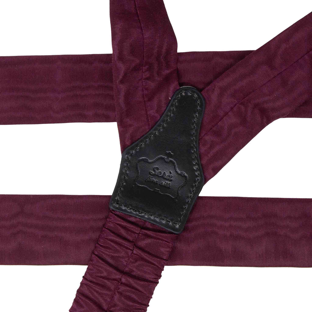 burgundy moire button only silk suspenders - serà fine silk