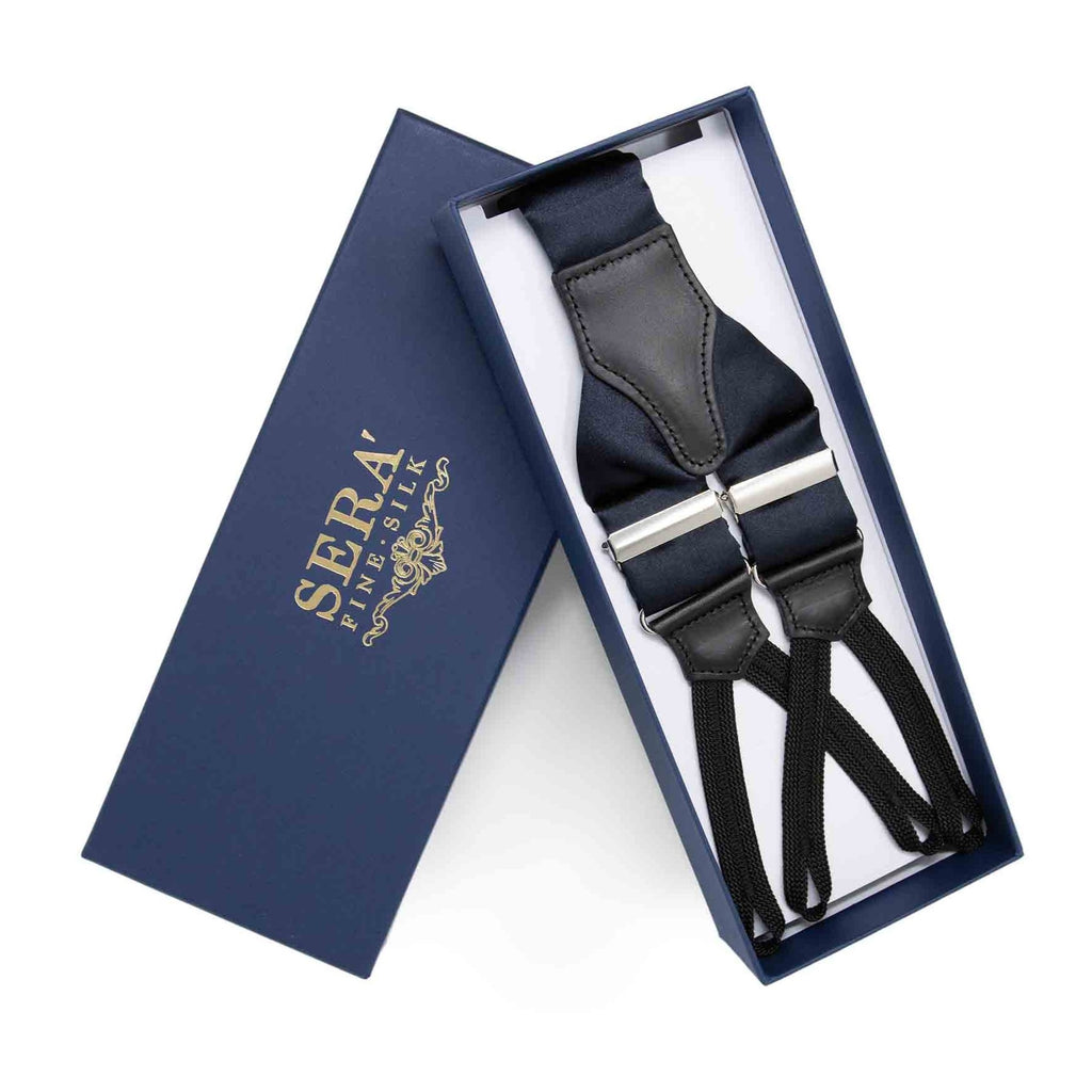 sera fine silk - navy blue barathea tuxedo silk suspenders