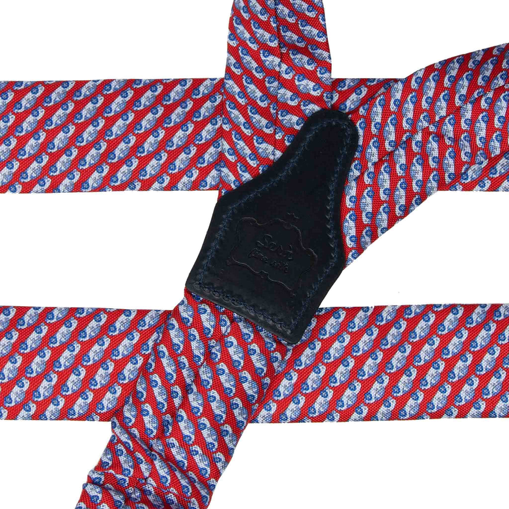 sera fine silk - red cars pattern silk suspenders