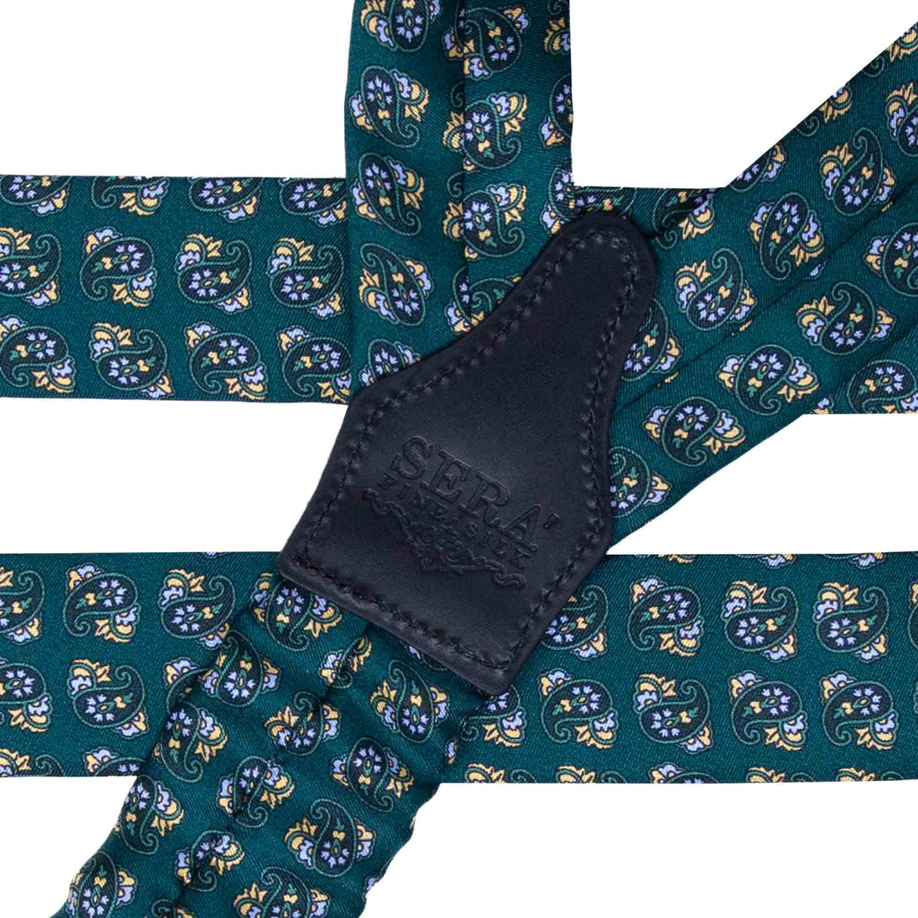Green and Yellow Paisley Silk Suspenders Serà Fine Silk