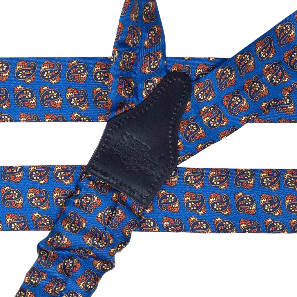 Blue and Orange Paisley Silk Suspenders Serà Fine Silk