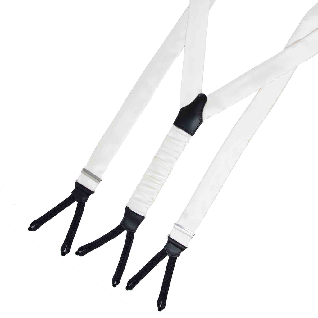 white barathea tuxedo silk suspenders - serà fine silk