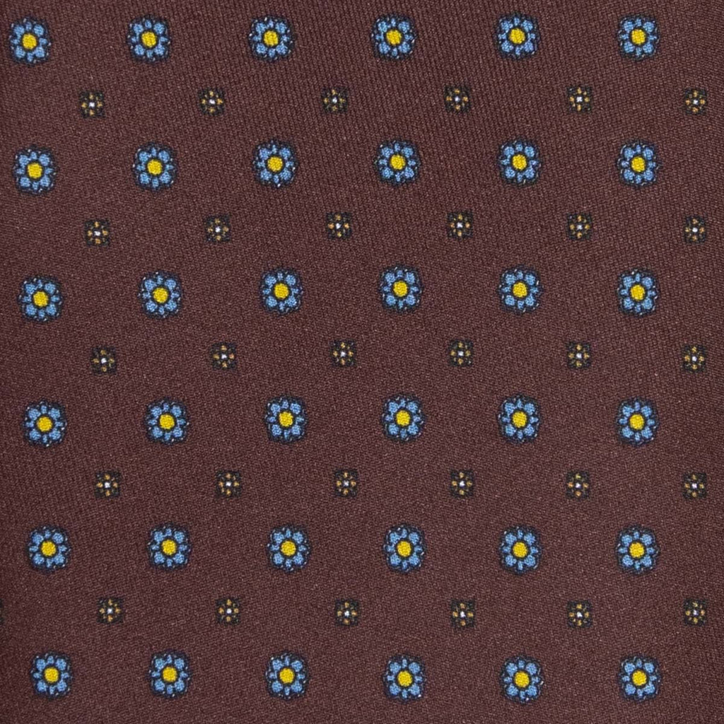 serà fine silk - Brown with small flowers Patterned Silk Tie