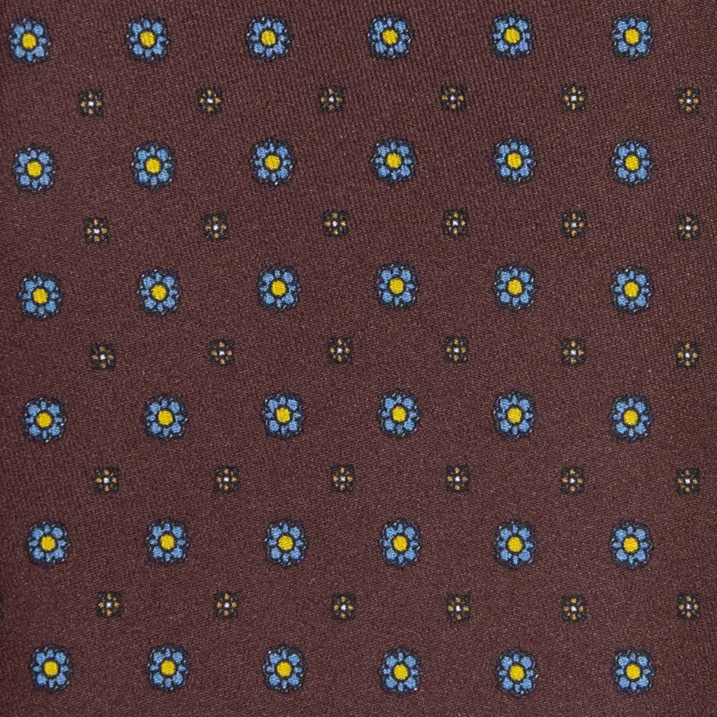 serà fine silk - Brown with small flowers Patterned Silk Tie