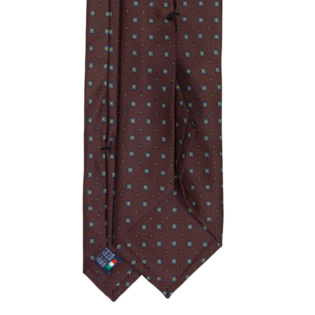 serà fine silk - Brown with small flowers Patterned Silk Tie