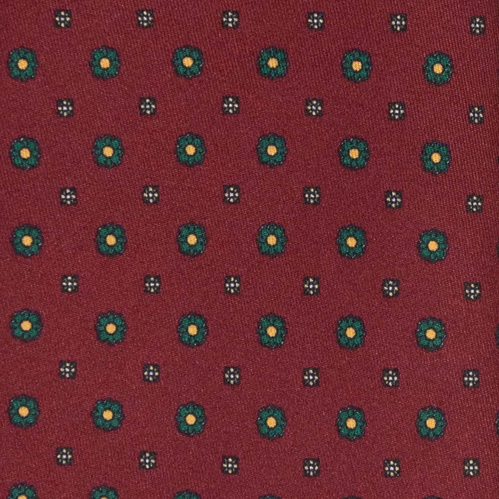 serà fine silk - Burgundy with small flowers Patterned Silk Tie