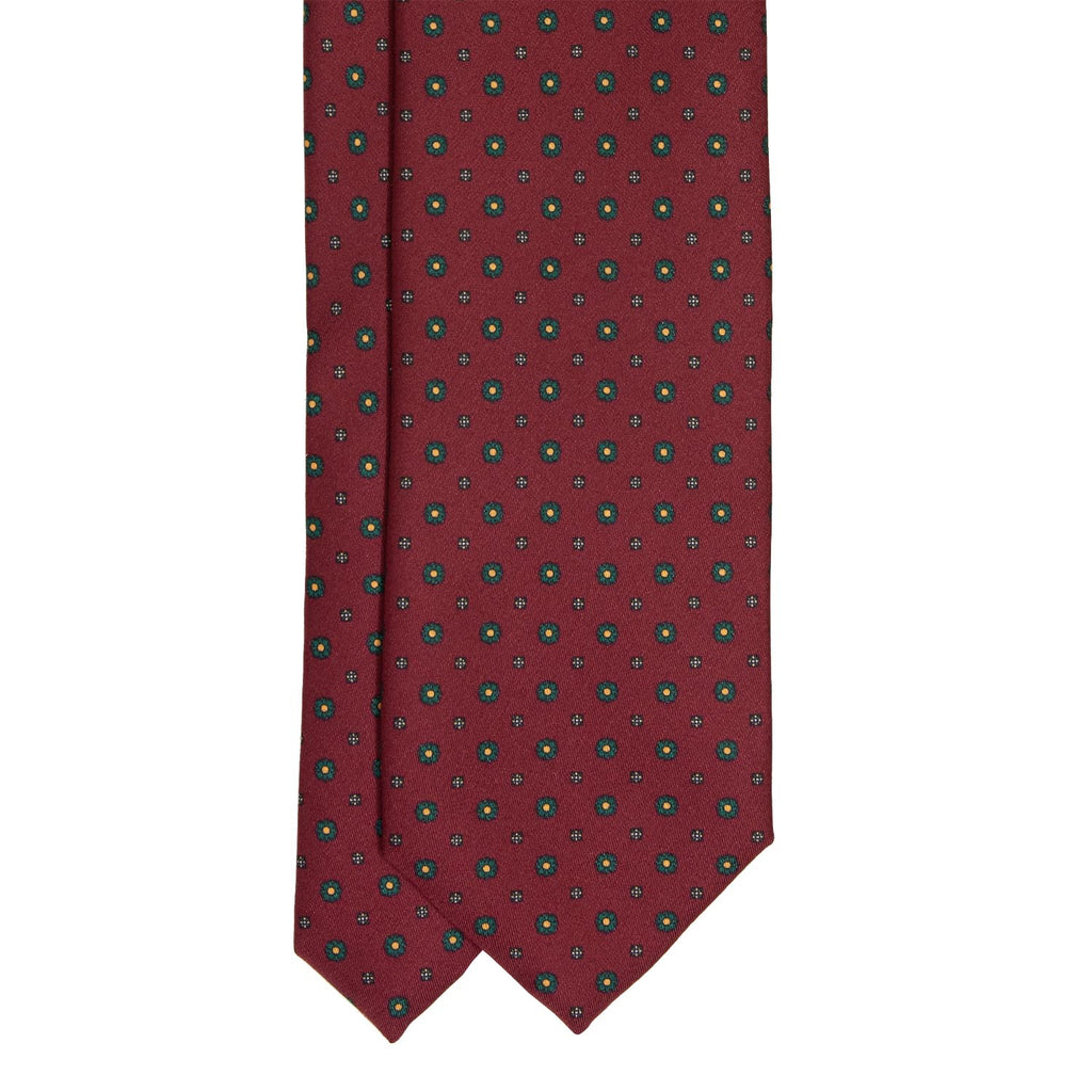 serà fine silk - Burgundy with small flowers Patterned Silk Tie