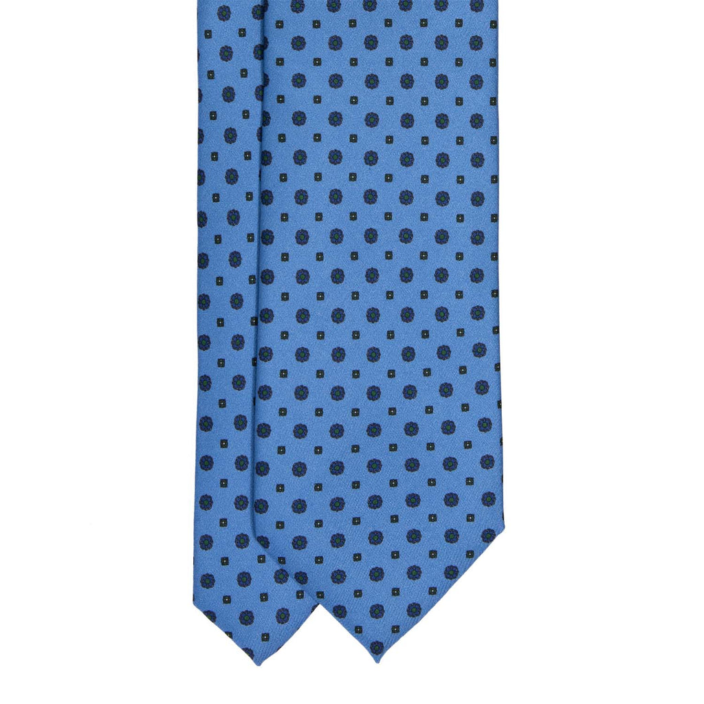 serà fine silk - Light Blue with small flowers Patterned Silk Tie