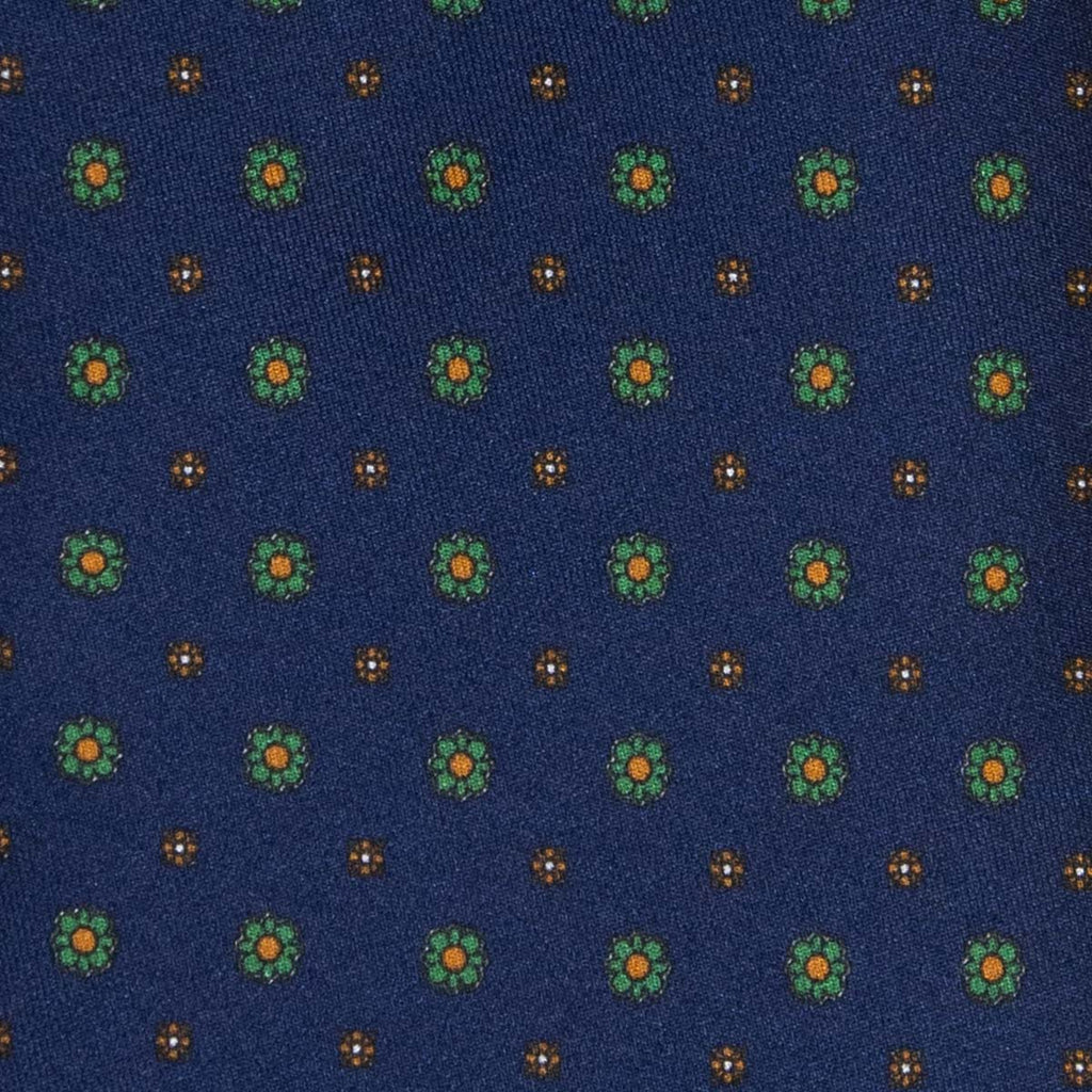 serà fine silk - Navy Blue with small flowers Patterned Silk Tie