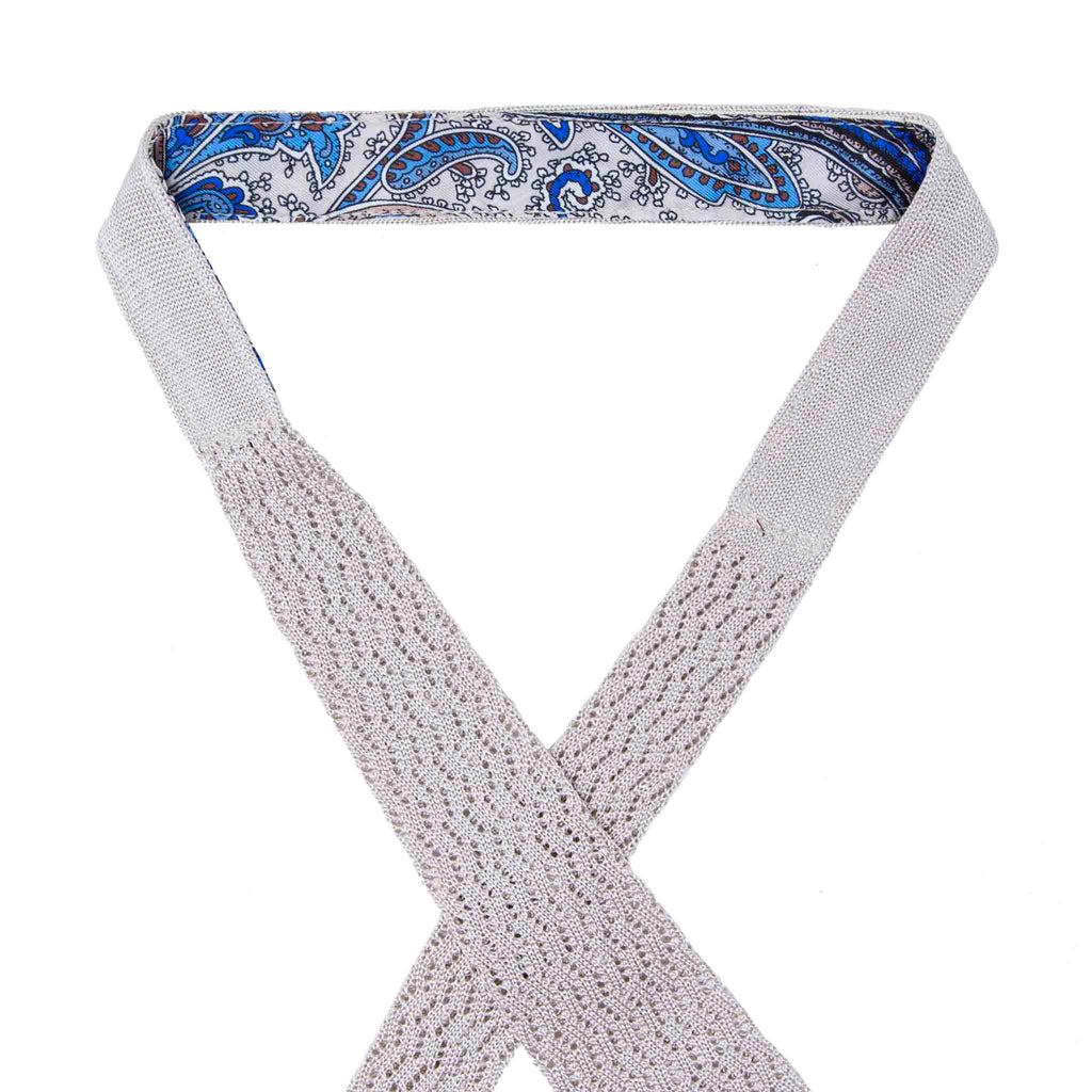 Sand Zig Zag V Point Knitted Silk Tie Serà Fine Silk