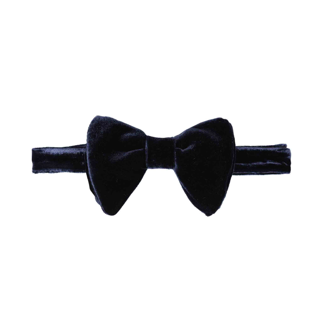 Navy Blue Pre-Tied Velvet Butterfly Bow Tie Serà Fine Silk