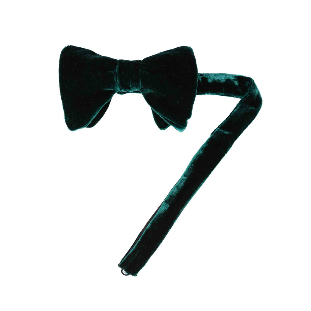 Green Pre-Tied Velvet Butterfly Bow Tie Serà Fine Silk