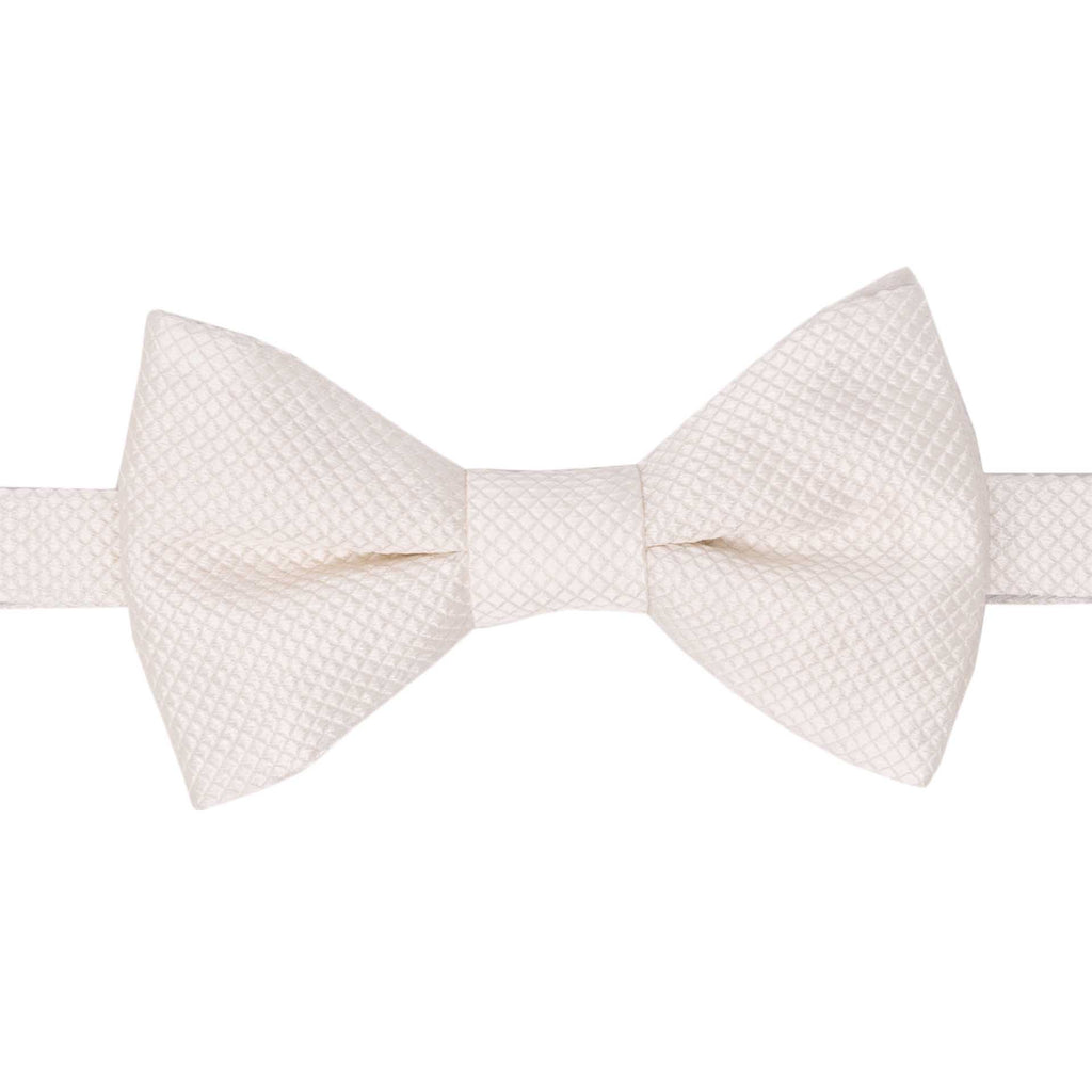 White Matelassé Silk Bow Tie Pre-tied Serà Fine Silk