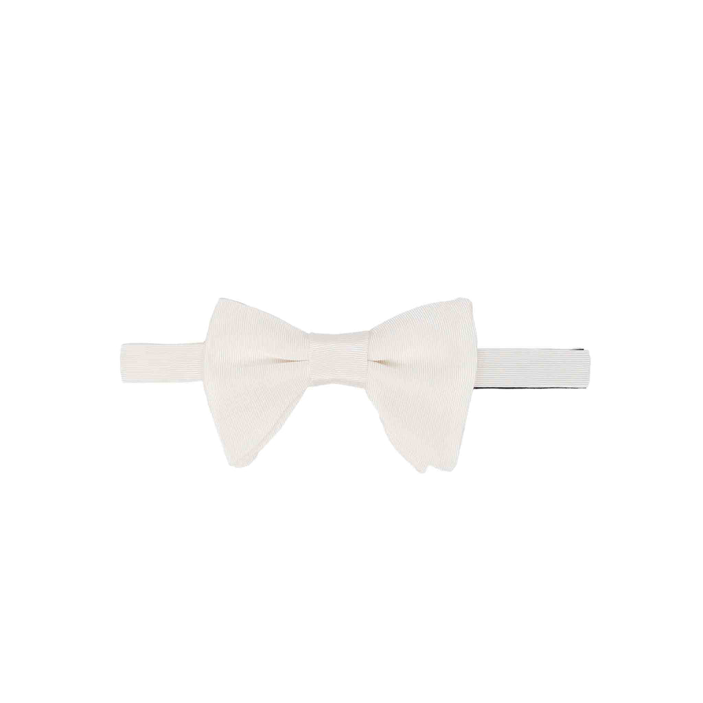 white pre-tied silk grosgrain butterfly bow tie - serà fine silk