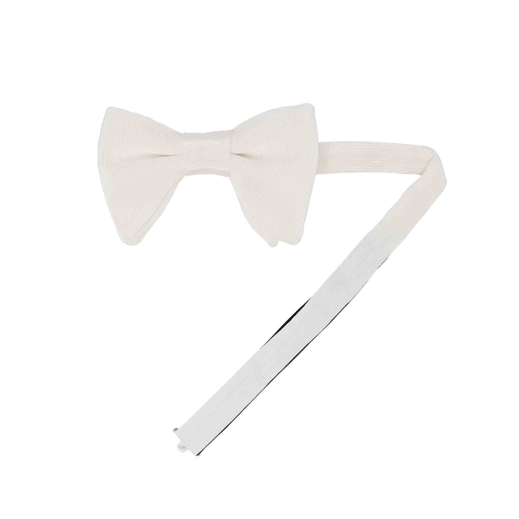 white pre-tied silk grosgrain butterfly bow tie - serà fine silk