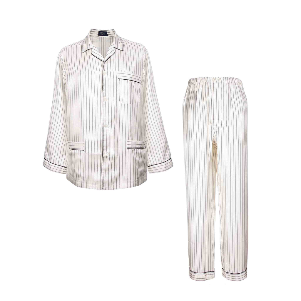 White Striped Silk Pajama Serà Fine Silk