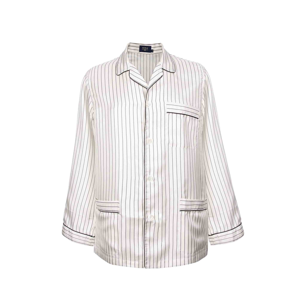 White Striped Silk Pajama Serà Fine Silk