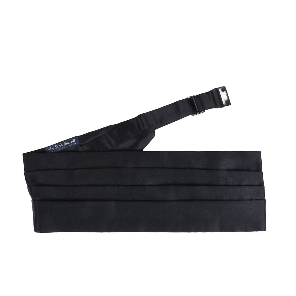 Black Silk 4 Pleat Cummerbund - sera fine silk