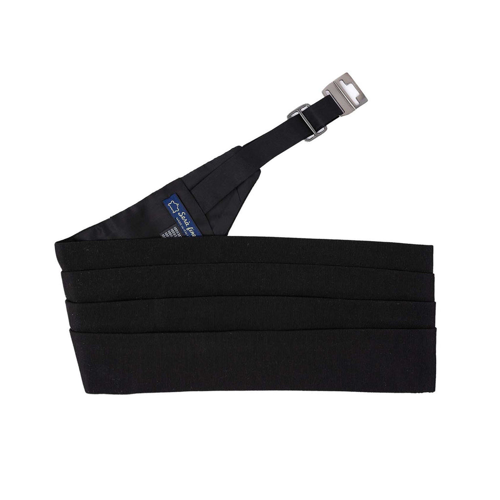 Black Grosgrain Silk 4 Pleat Cummerbund - sera fine silk