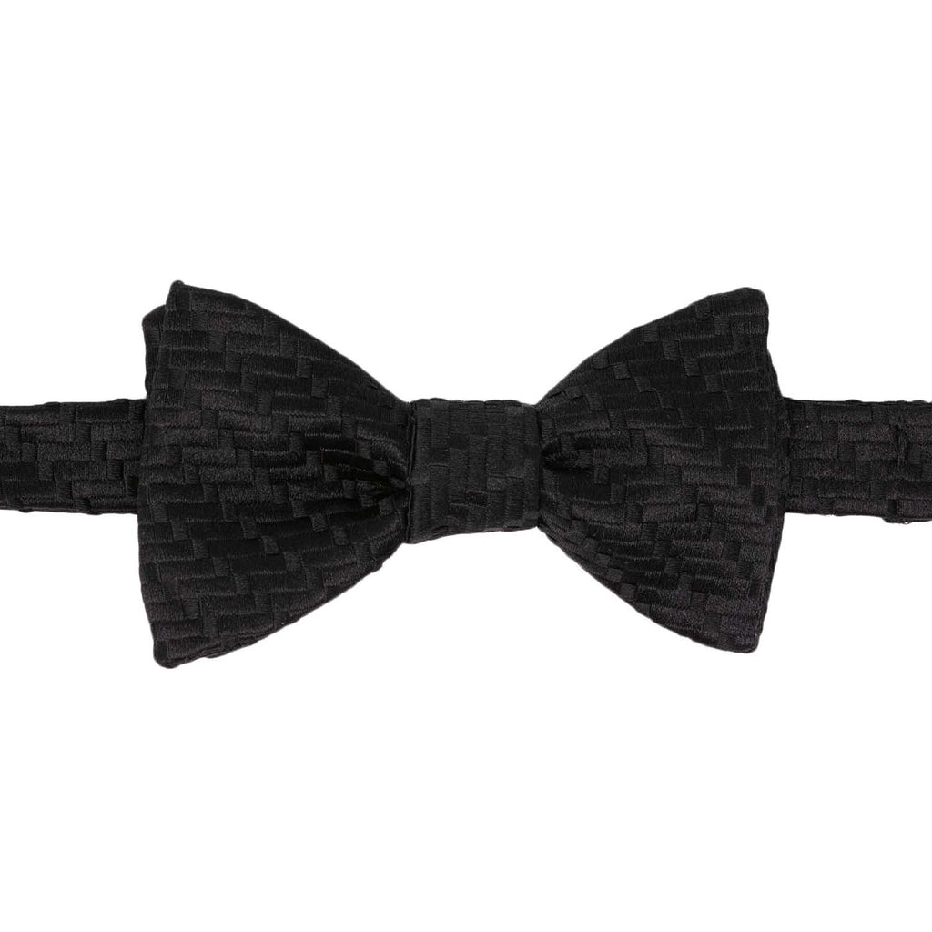 Black squares Patterned Self-Tie Silk Bow Tie - sera fine silk