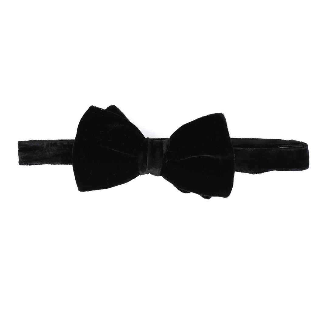 Black Pre-Tied Silk Velvet Bow Tie - sera fine silk