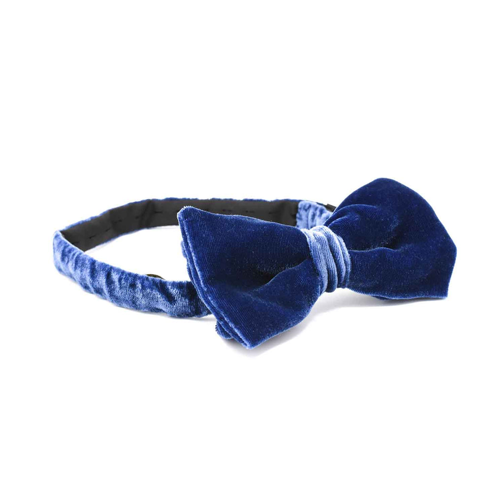 Royal Blue Pre-Tied Velvet Bow Tie - sera fine silk