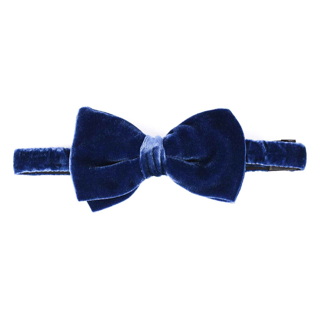 Royal Blue Pre-Tied Velvet Bow Tie - sera fine silk