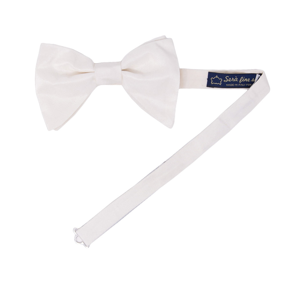 White Pre-Tied Silk Grosgrain Butterfly Bow Tie - sera fine silk